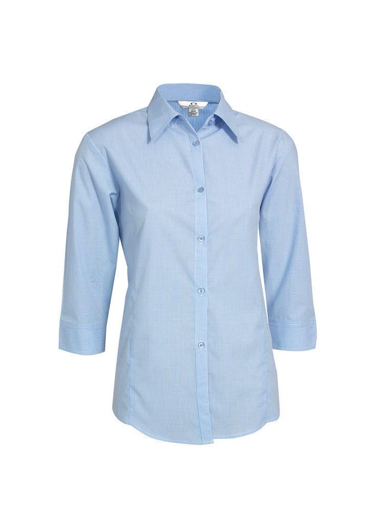 Biz Collection Womens Micro Check 3/4 Sleeve Shirt - Sky