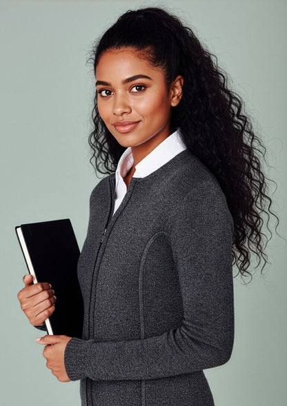 Biz Collection Womens 2-Way Zip Cardigan - Charcoal