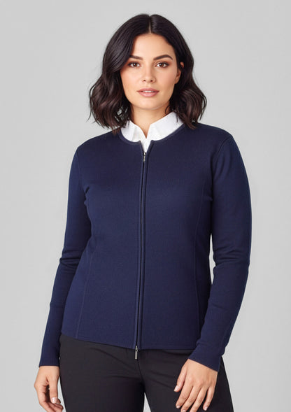 Biz Collection Womens 2-Way Zip Cardigan - Navy