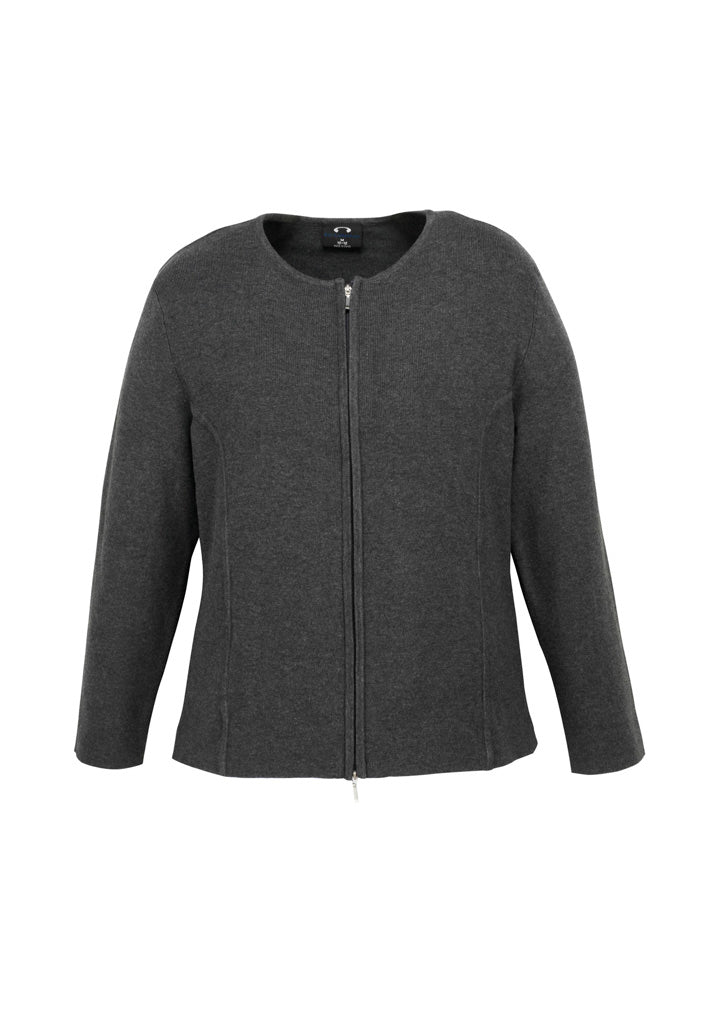 Biz Collection Womens 2-Way Zip Cardigan - Charcoal