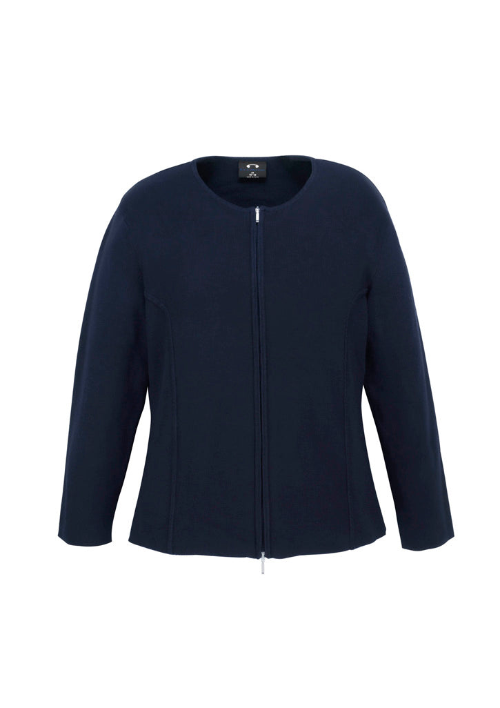 Biz Collection Womens 2-Way Zip Cardigan - Navy