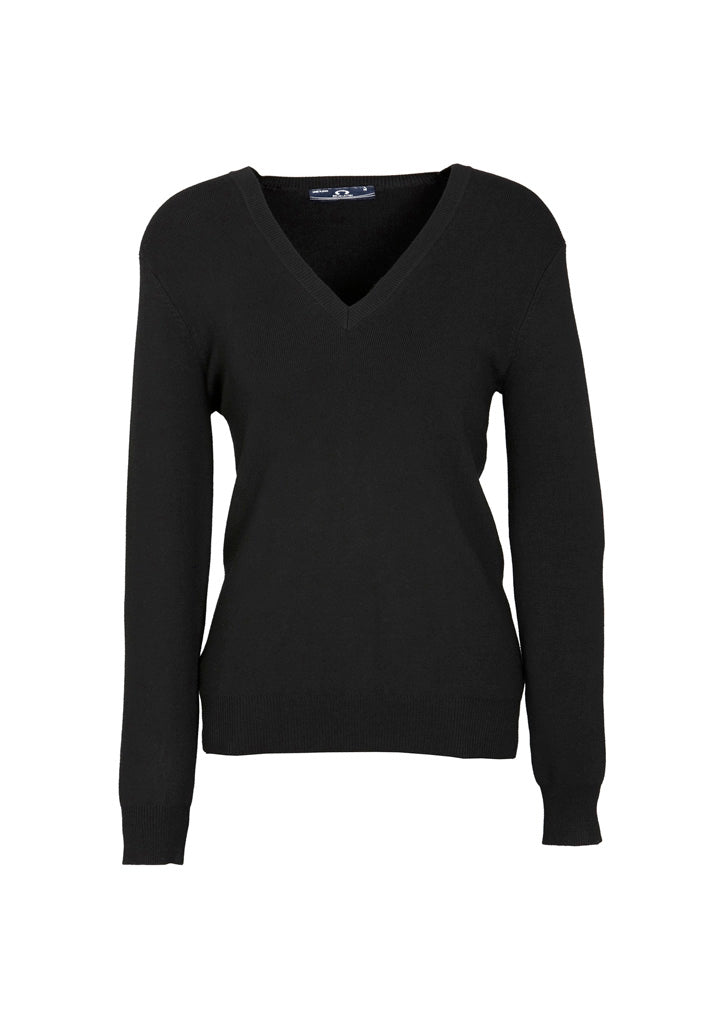 Biz Collection Womens V-Neck Knit Pullover - Black