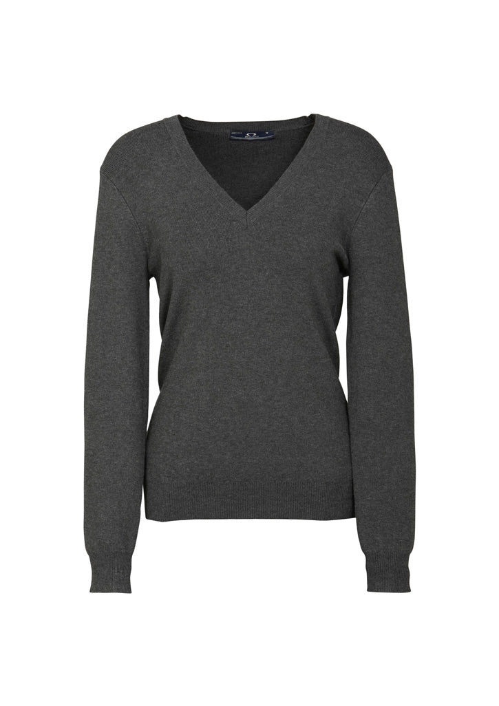 Biz Collection Womens V-Neck Knit Pullover - Charcoal