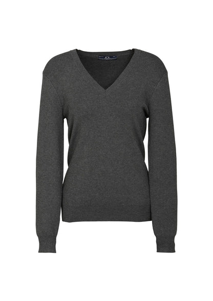 Biz Collection Womens V-Neck Knit Pullover - Charcoal