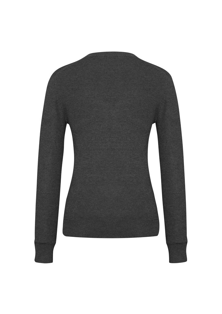 Biz Collection Womens V-Neck Knit Pullover - Charcoal