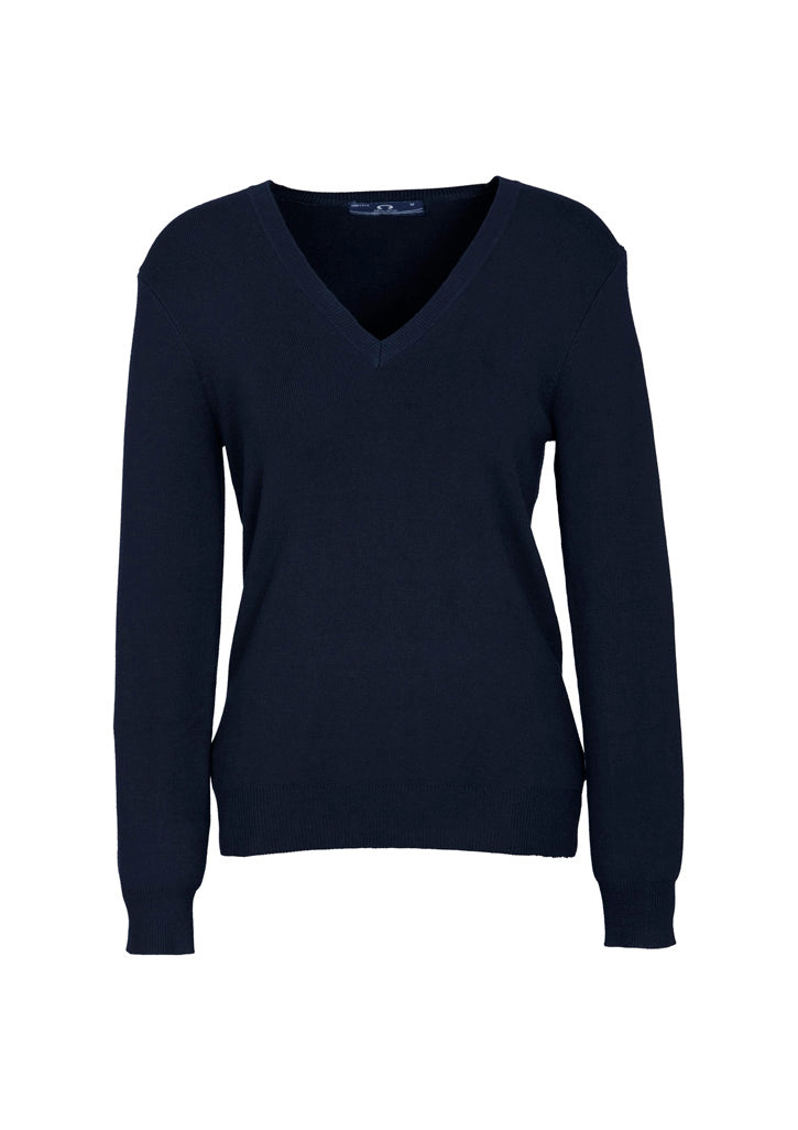 Biz Collection Womens V-Neck Knit Pullover - Navy