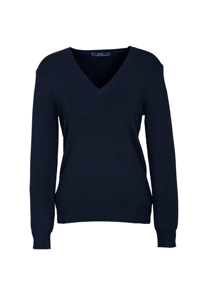 Biz Collection Womens V-Neck Knit Pullover - Navy