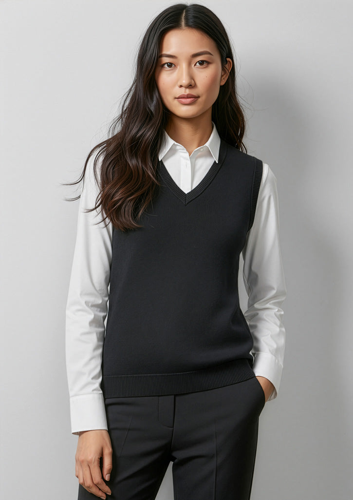 Biz Collection Womens V-Neck Knit Vest - Black