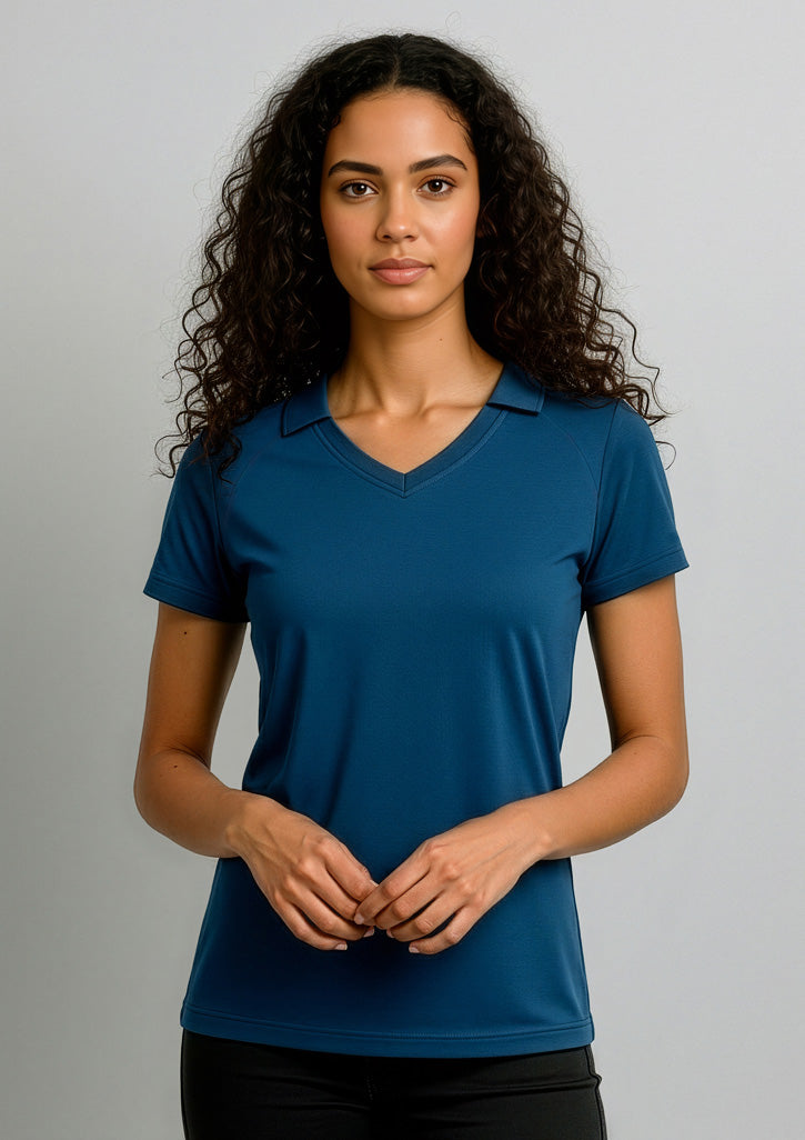 Biz Collection Womens Byron Short Sleeve Polo - Steel Blue