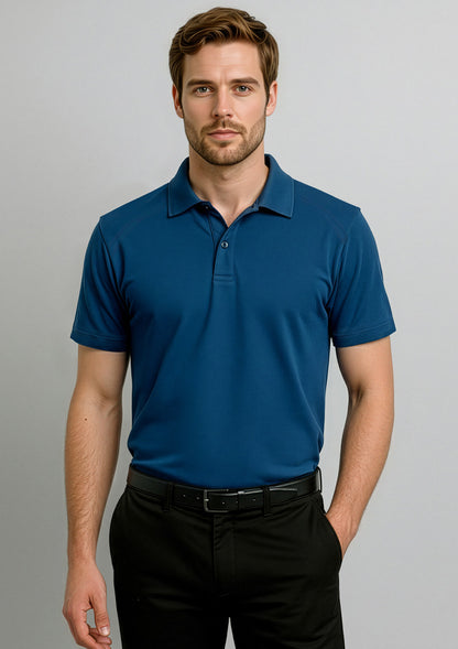 Biz Collection Mens Byron Short Sleeve Polo - Steel Blue