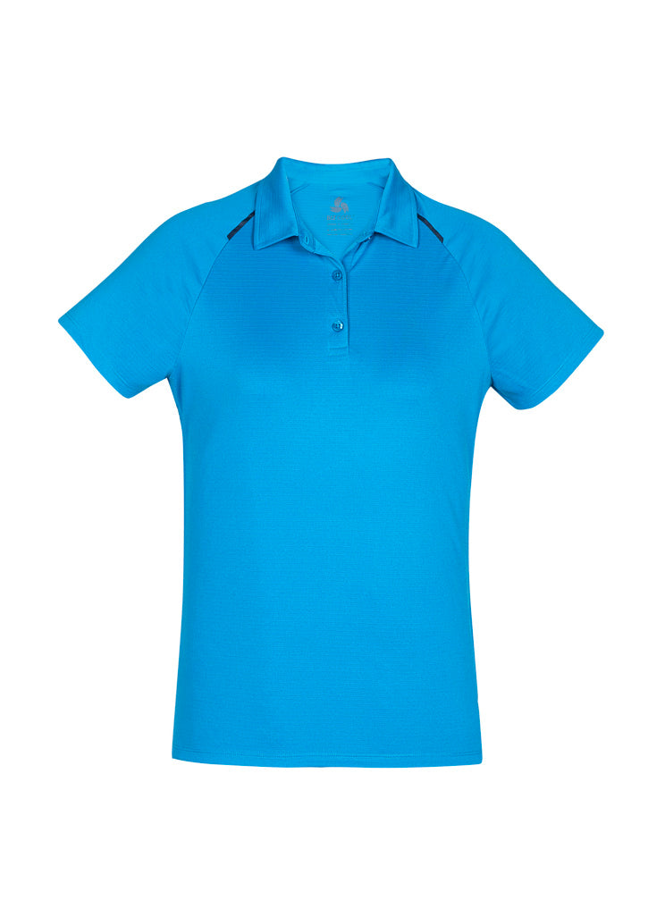 Biz Collection Womens Academy Short Sleeve Polo - Cyan/Navy
