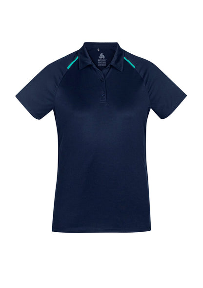 Biz Collection Womens Academy Short Sleeve Polo - Navy/Teal
