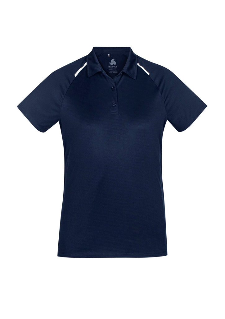 Biz Collection Womens Academy Short Sleeve Polo - Navy/White