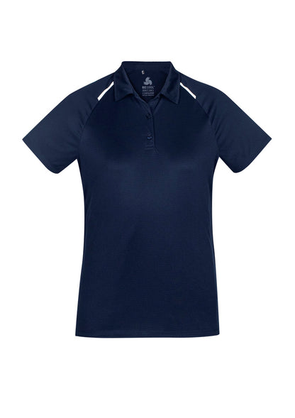 Biz Collection Womens Academy Short Sleeve Polo - Navy/White