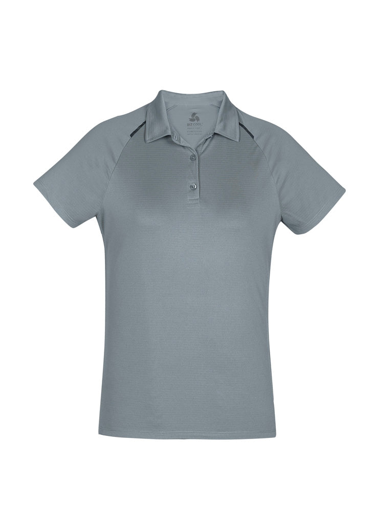 Biz Collection Womens Academy Short Sleeve Polo - Silver/Charcoal