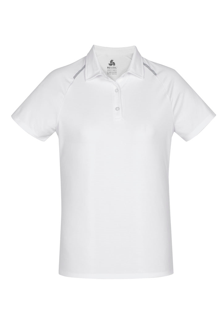 Biz Collection Womens Academy Short Sleeve Polo - White/Silver