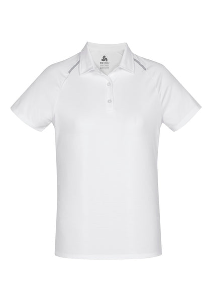 Biz Collection Womens Academy Short Sleeve Polo - White/Silver