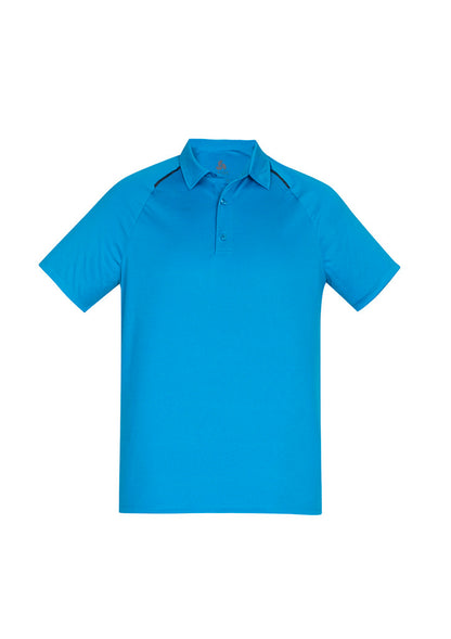 Biz Collection Mens Academy Short Sleeve Polo - Cyan/Navy