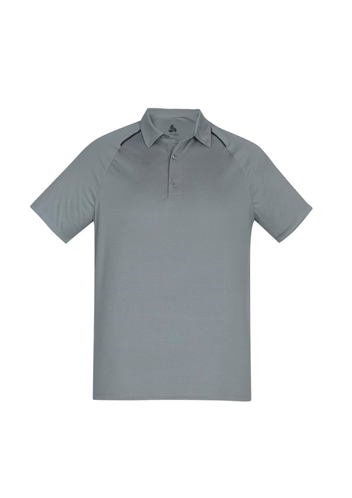 Biz Collection Mens Academy Short Sleeve Polo - Silver/Charcoal