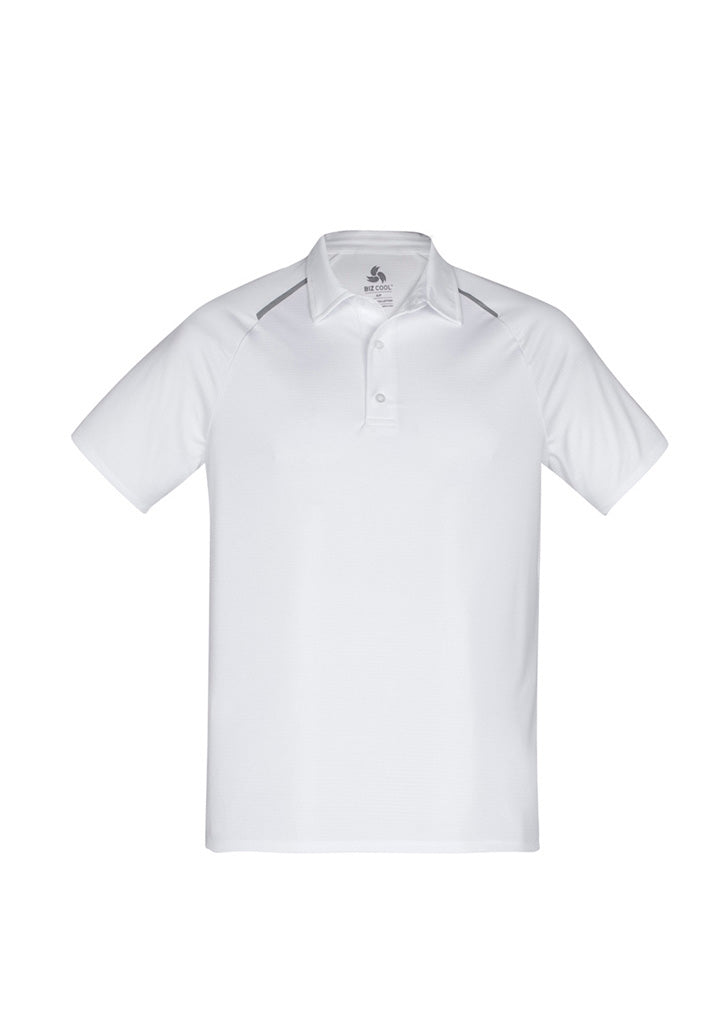 Biz Collection Mens Academy Short Sleeve Polo - White/Silver
