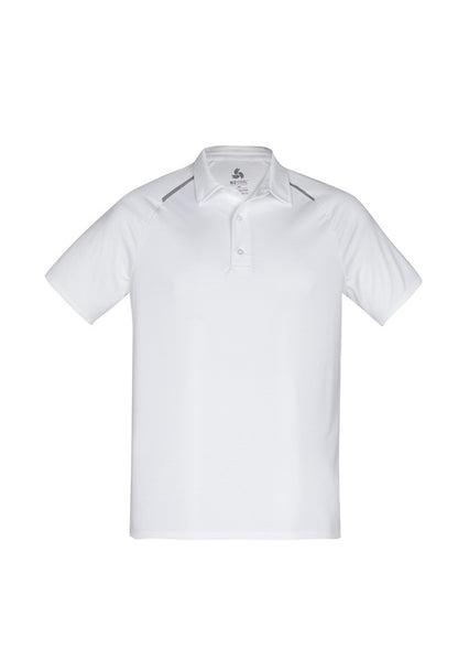 Biz Collection Mens Academy Short Sleeve Polo - White/Silver