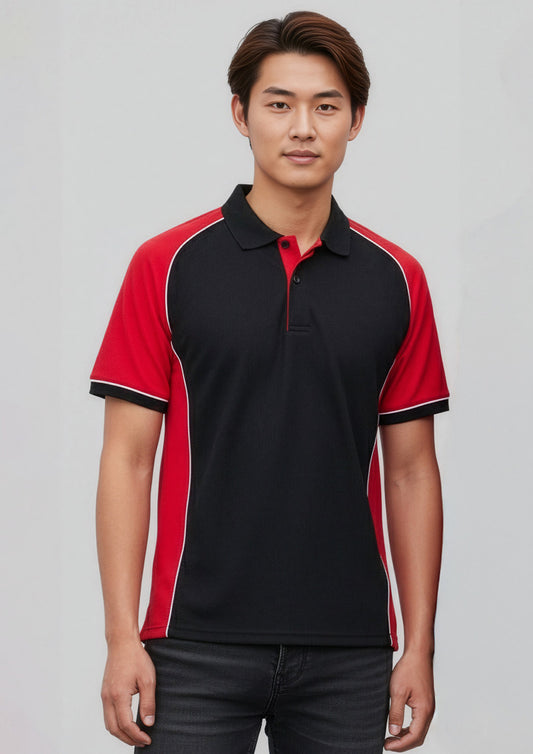 Biz Collection Mens Nitro Short Sleeve Polo - Black/Red/White
