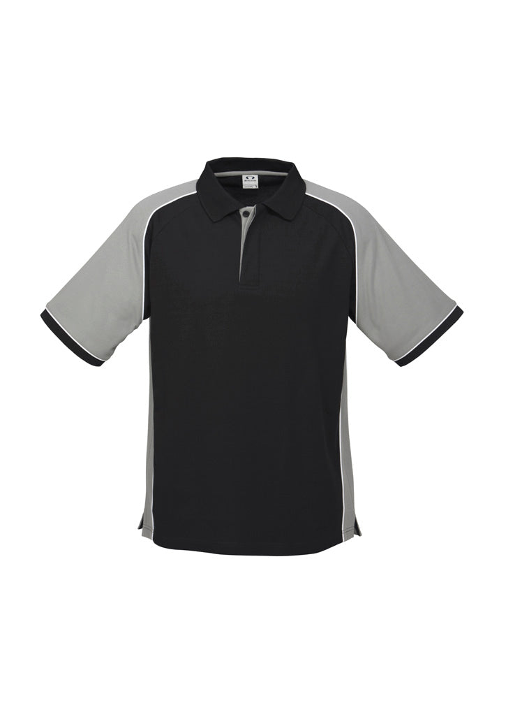 Biz Collection Mens Nitro Short Sleeve Polo - Black/Grey/White