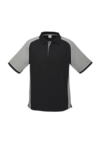 Biz Collection Mens Nitro Short Sleeve Polo - Black/Grey/White