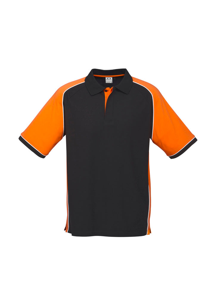 Biz Collection Mens Nitro Short Sleeve Polo - Black/Orange/White