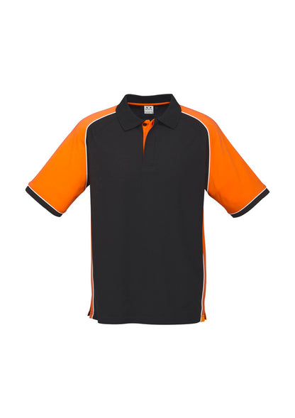 Biz Collection Mens Nitro Short Sleeve Polo - Black/Orange/White