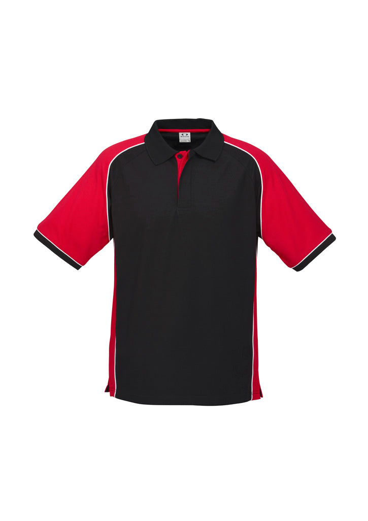 Biz Collection Mens Nitro Short Sleeve Polo - Black/Red/White