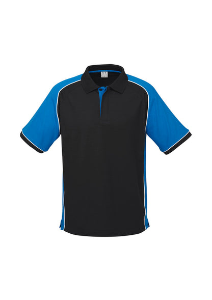 Biz Collection Mens Nitro Short Sleeve Polo - Black/Royal/White