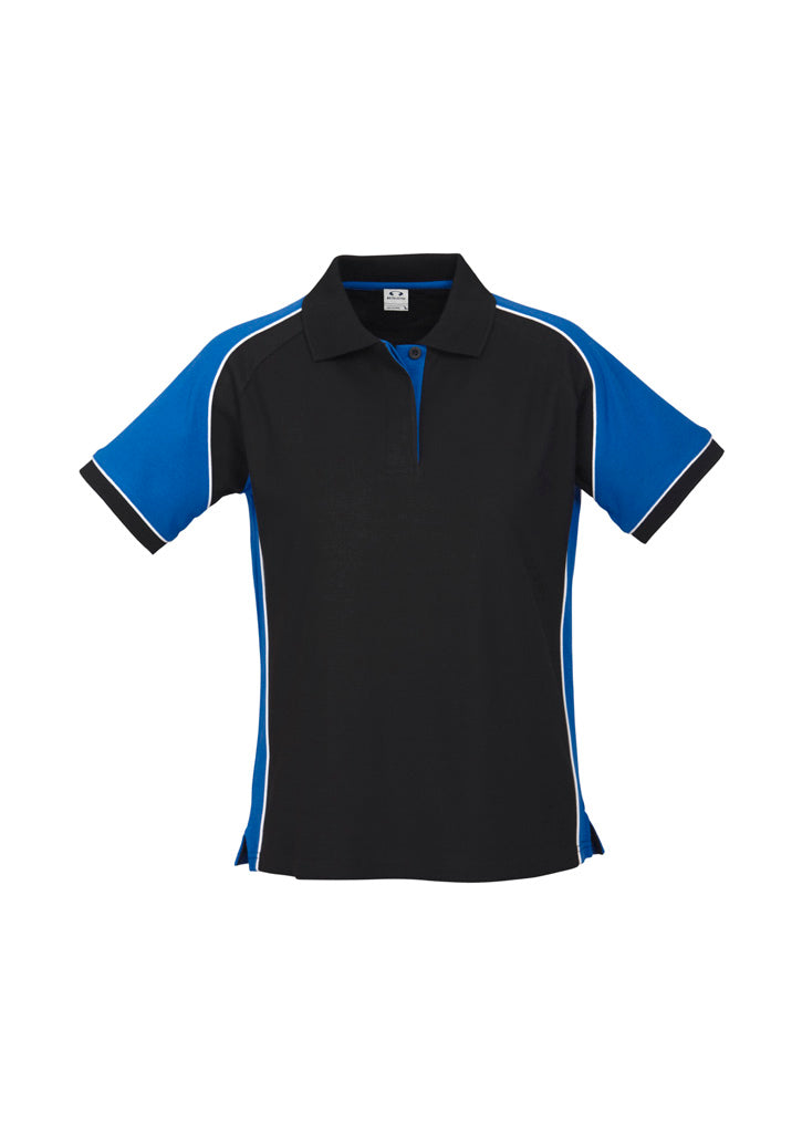 Biz Collection Womens Nitro Short Sleeve Polo - Black/Royal/White