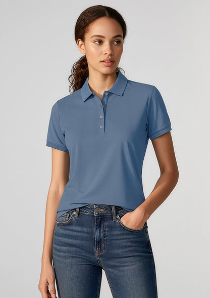 Biz Collection Womens City Short Sleeve Polo - Grey Smoke