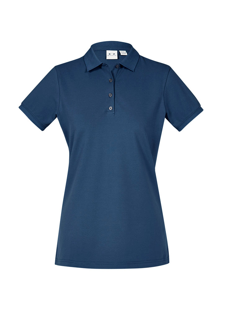 Biz Collection Womens City Short Sleeve Polo - Mineral Blue