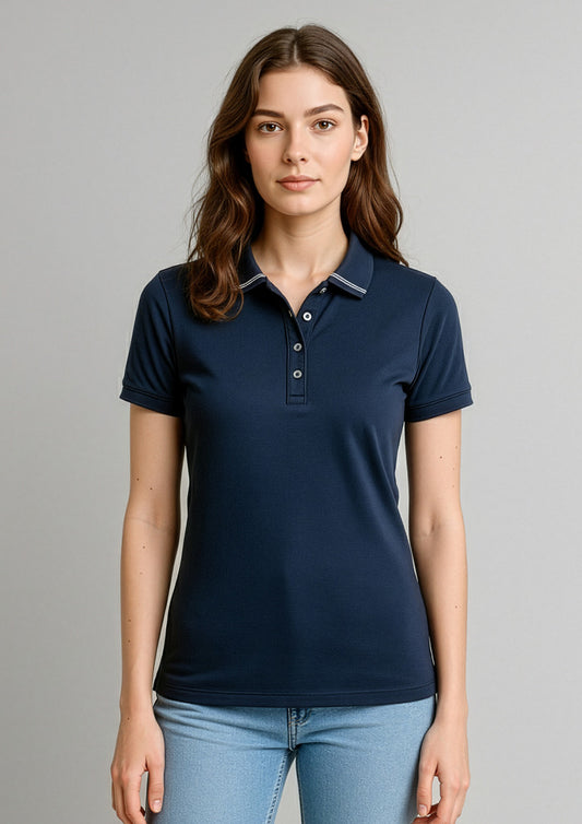 Biz Collection Womens Aston Short Sleeve Polo - Navy/Silver Grey