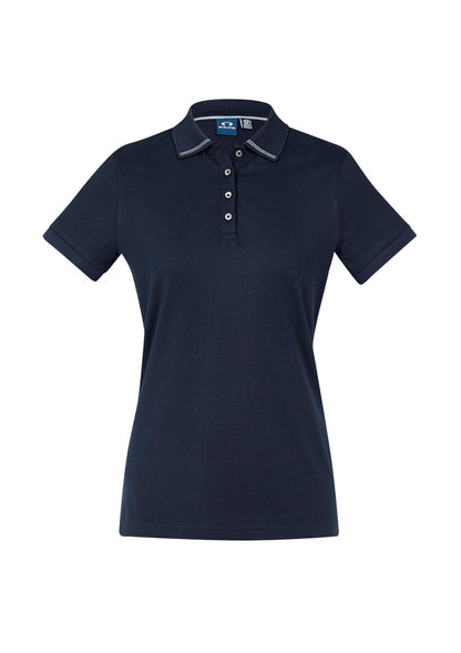 Biz Collection Womens Aston Short Sleeve Polo - Navy/Silver Grey