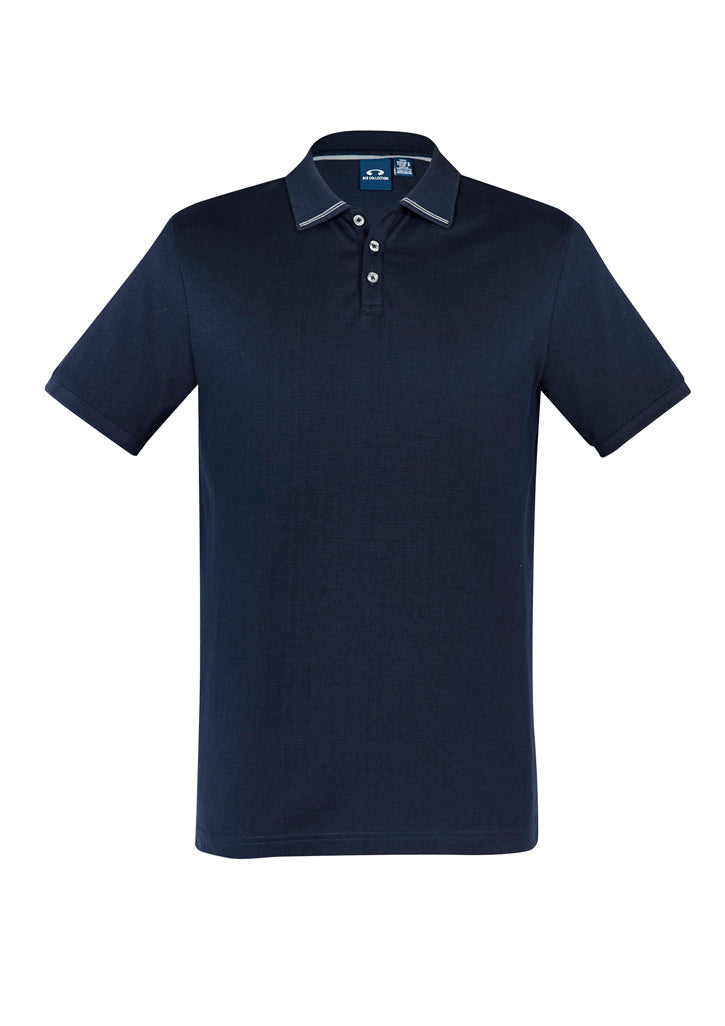 Biz Collection Mens Aston Short Sleeve Polo - Navy/Silver Grey