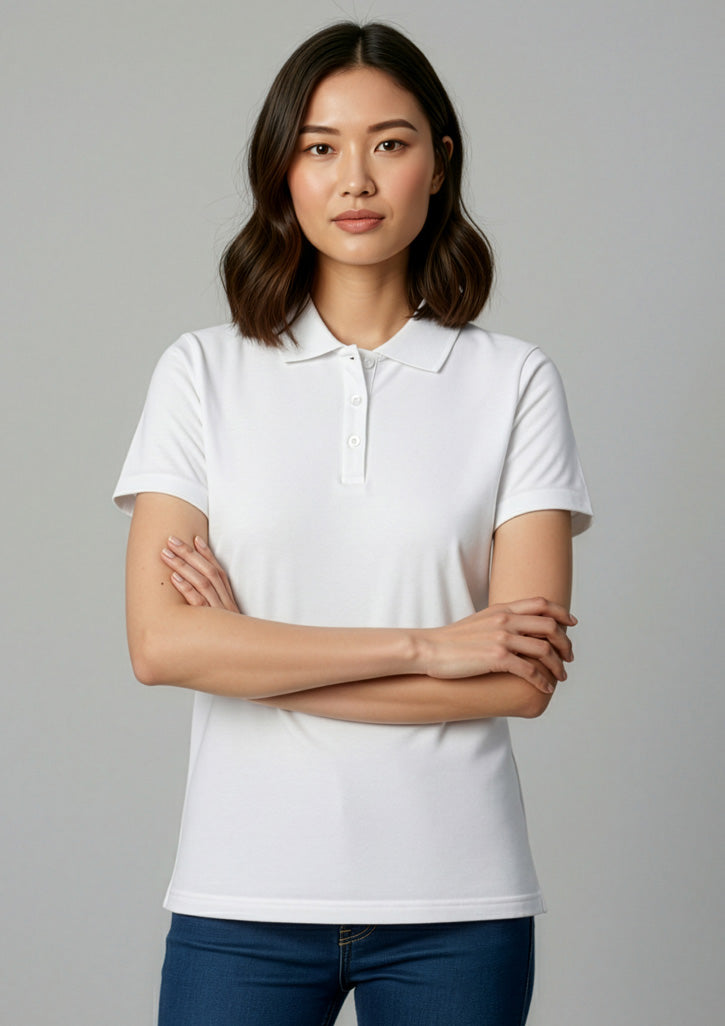 Biz Collection Womens Ice Short Sleeve Polo - White