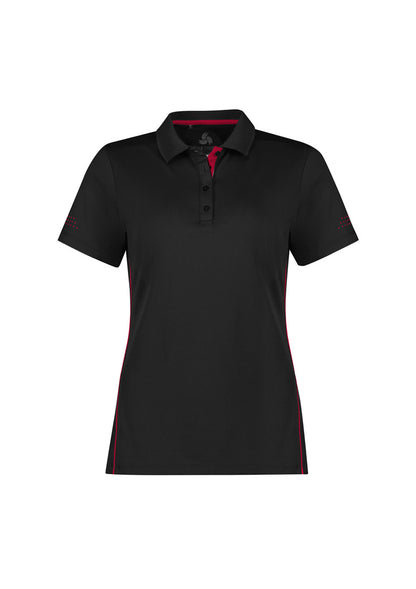 Biz Collection Womens Balance Short Sleeve Polo - Black/Red