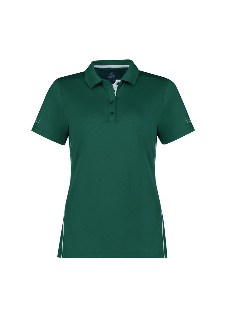 Biz Collection Womens Balance Short Sleeve Polo - Forest/White