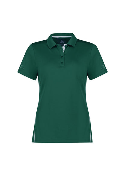 Biz Collection Womens Balance Short Sleeve Polo - Forest/White
