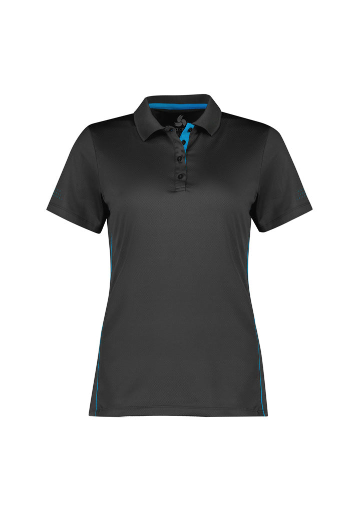 Biz Collection Womens Balance Short Sleeve Polo - Grey/Cyan