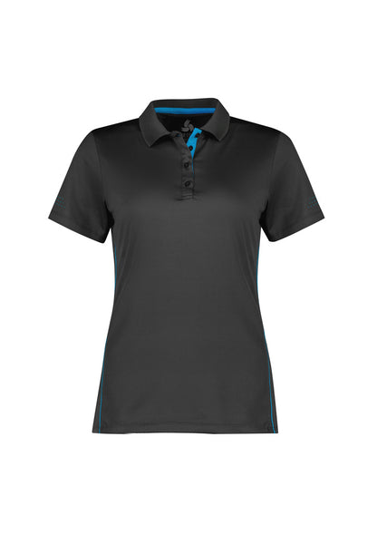 Biz Collection Womens Balance Short Sleeve Polo - Grey/Cyan