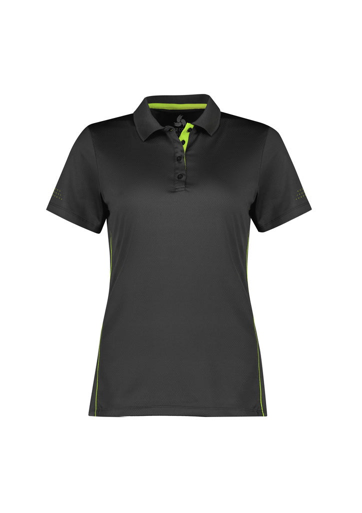 Biz Collection Womens Balance Short Sleeve Polo - Grey/Fluoro Lime