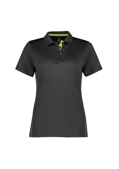Biz Collection Womens Balance Short Sleeve Polo - Grey/Fluoro Lime
