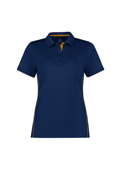 Biz Collection Womens Balance Short Sleeve Polo - Navy/Gold