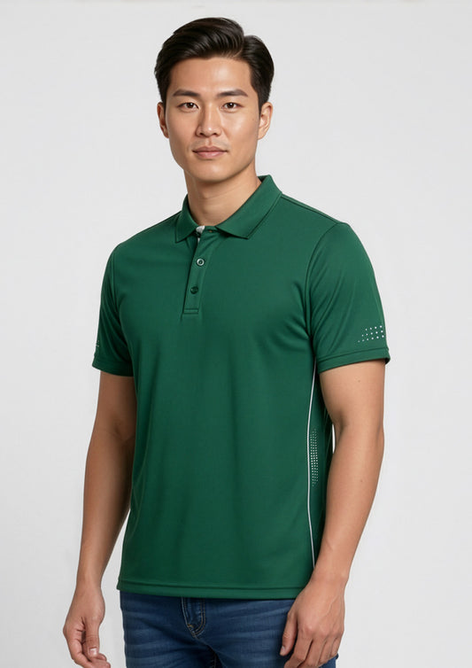 Biz Collection Mens Balance Short Sleeve Polo - Forest/White