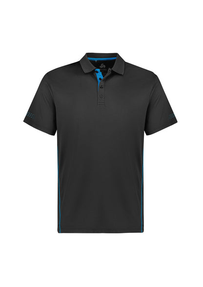 Biz Collection Mens Balance Short Sleeve Polo - Grey/Cyan