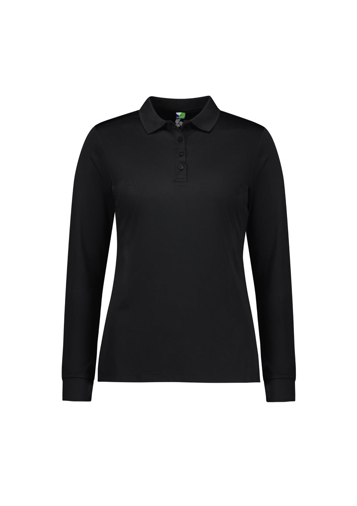 Biz Collection Womens Action Long Sleeve Polo - Black
